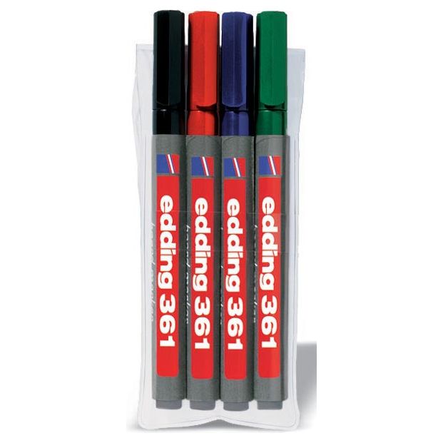 Edding - whiteboardmarker e-361 etui 4 stuks in geassorteerde kleuren