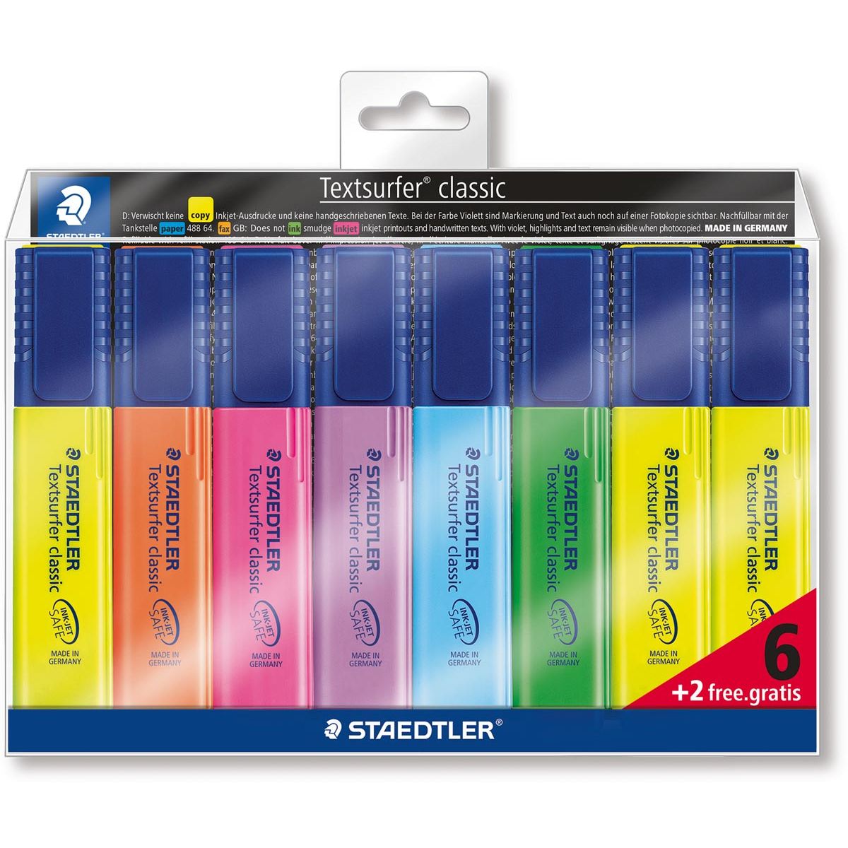 Staedtler -  Markeerstift Textsurfer Classic etui van 8 stuks: geel, oranje, roze, paars, blauw, groen en...