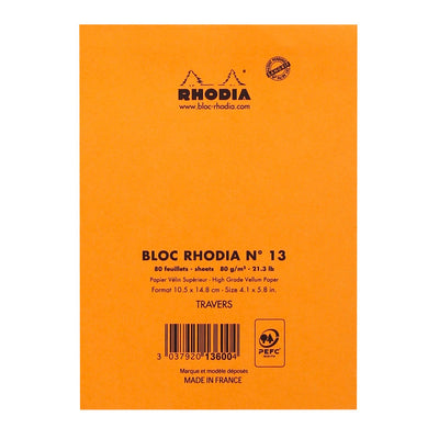 Rhodia -  Schrijfblok a6 lijn 80vel 80gr oranje | 10 stuks