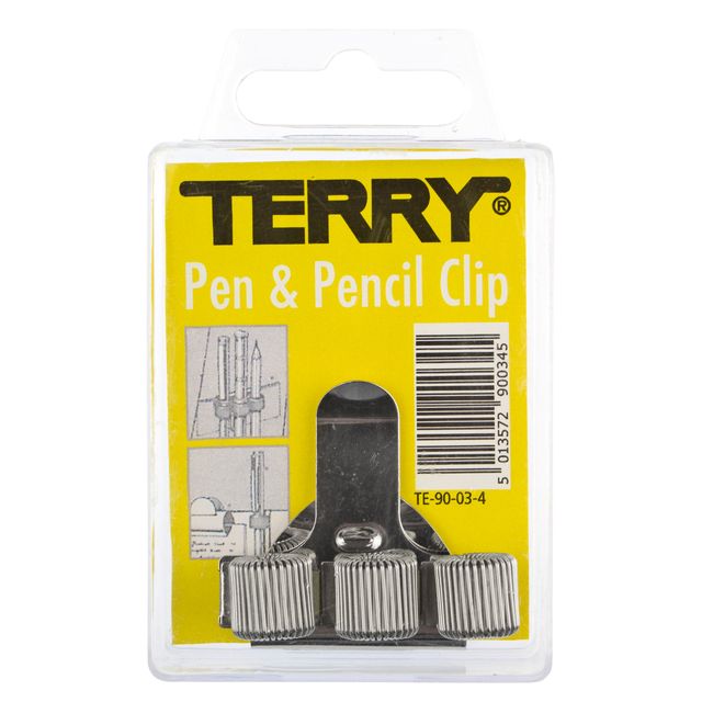 Terry - Clip portapenne per 3 penne/matite color argento