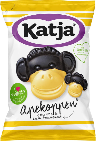 Katja - Monkey heads candy, sweet licorice and banana flavor, bag of 255 g