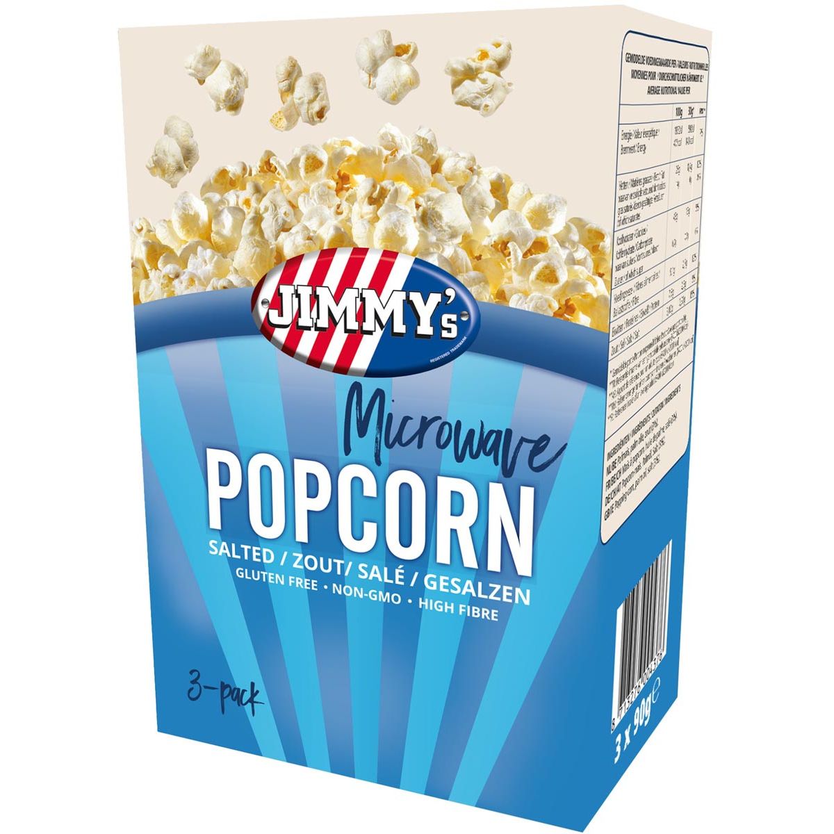 Jimmy's -   Popcorn Microwave, zout, doos van 3 x 90 g