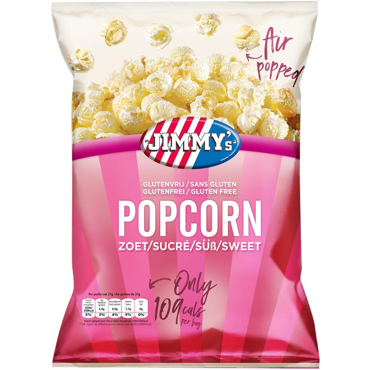 Jimmy's -   Popcorn, zoet, zak van 27 g