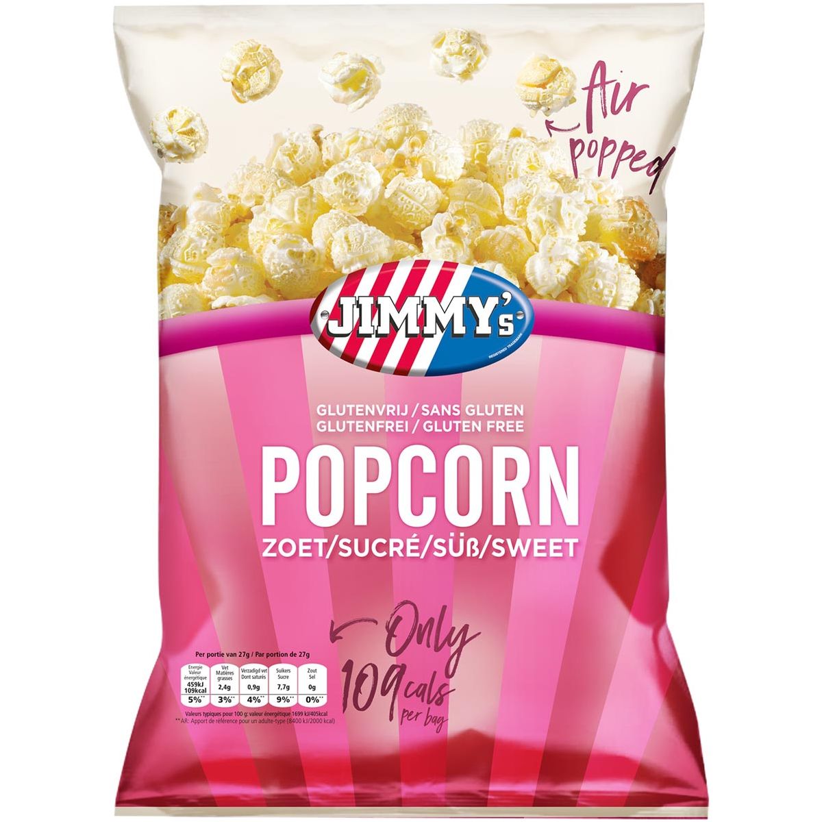 Jimmy's - Jimmy's Popcorn, zoet, zak van 27 g