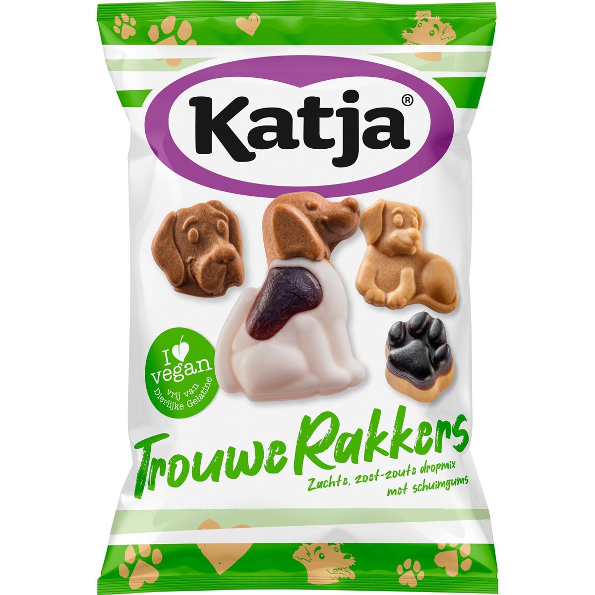 Katja - Caramelle Trouwe Rakkers, morbido mix di liquirizia agrodolce con gomme da masticare, sacchetto da 250 g