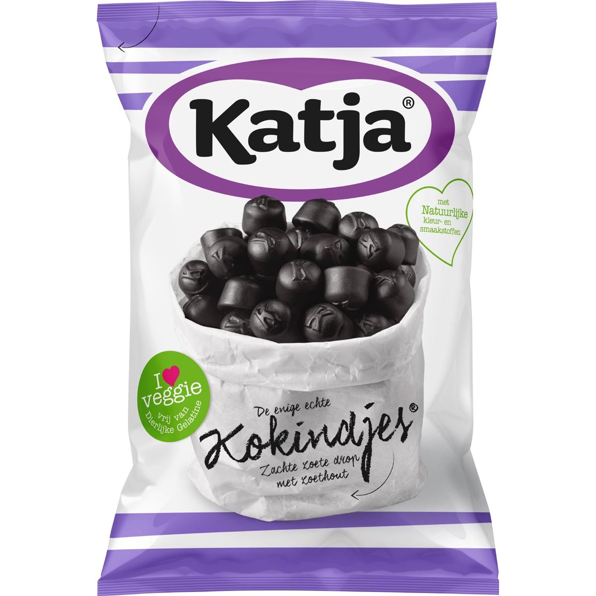Katja - Caramelo Kokindjes, regaliz dulce suave con regaliz, bolsa de 295 g