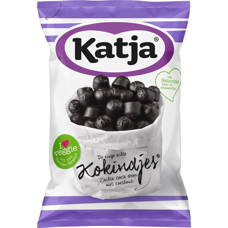 Katja -   Kokindjes snoep, zachte zoete drop met zoethout, zak van 295 g