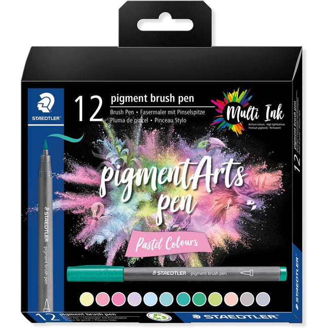 Staedtler - Pennello Pigment Arts, astuccio da 12 pezzi, tel Colors