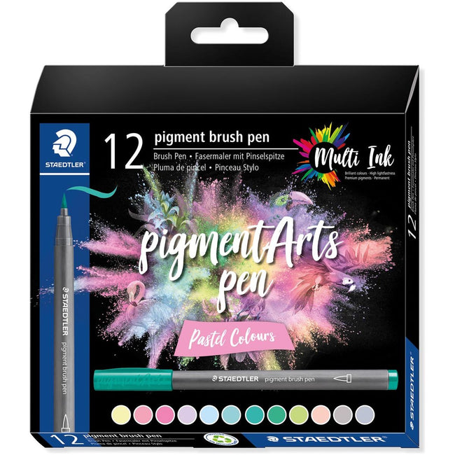 Staedtler - Pigment Arts brush pen, etui van 12 stuks, tel Colours