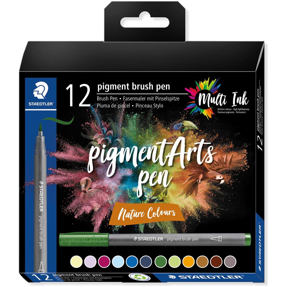 Staedtler - Pigment Arts brush pen, etui van 12 stuks, Nature Colours