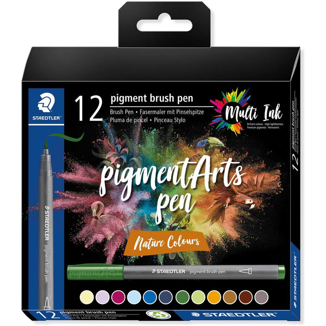 Staedtler - Pigment Arts brush pen, etui van 12 stuks, Nature Colours