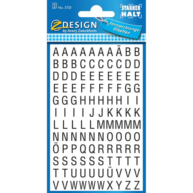 Avery Zweckform – Etiketten Zahlen und Buchstaben A-Z, 120 Stück, schwarz auf weiß