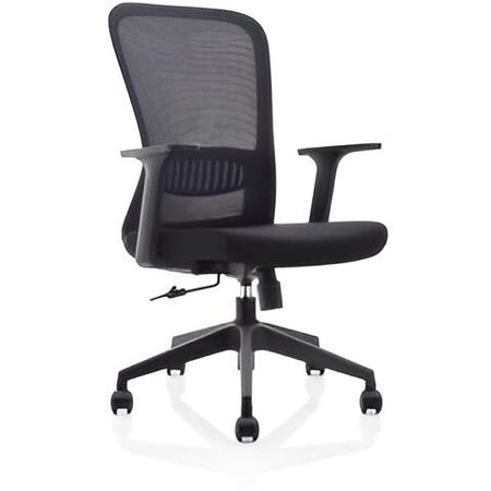 Zonder merk -  ergonomische bureaustoel, kunststof voetkruis, zwart, set van 2 stoelen