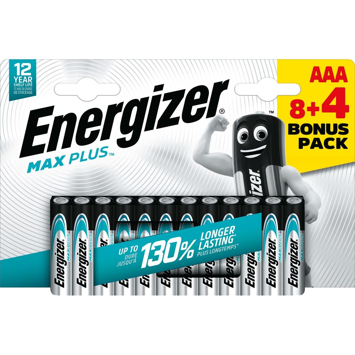 Energizer -  batterijen Max plus AAA, blister van 8+4
