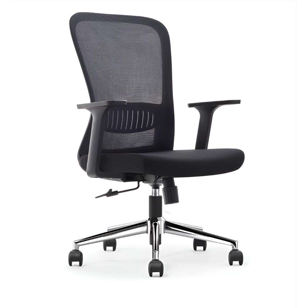 Senza marchio - sedia da ufficio ergonomica, base in alluminio, nera, set di 2 sedie