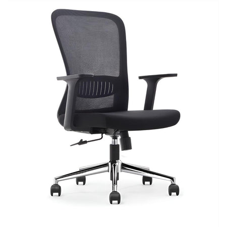 Zonder merk -  ergonomische bureaustoel, aluminium voetkruis, zwart, set van 2 stoelen