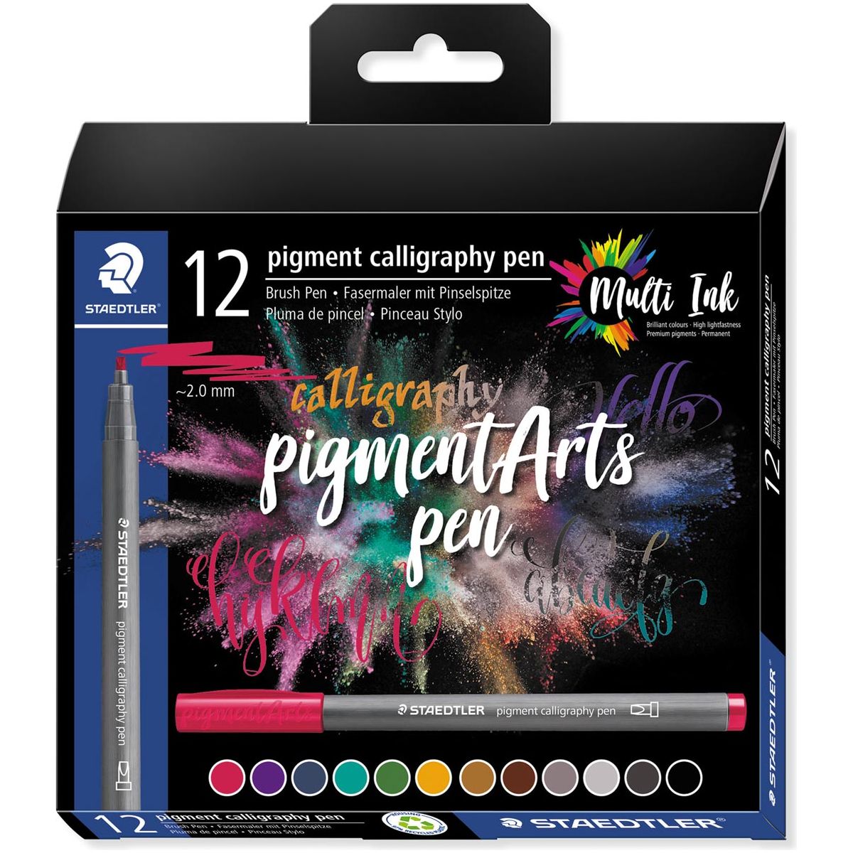 Staedtler - Pigment Arts brush pen Calligraphy, etui van 12 stuks, assorti