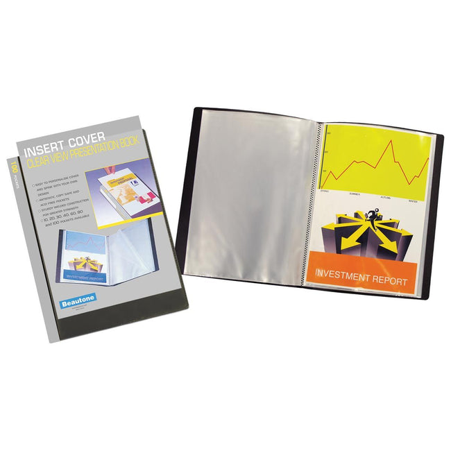 Beautone - album personnalisable, A4, 100 sachets, noir