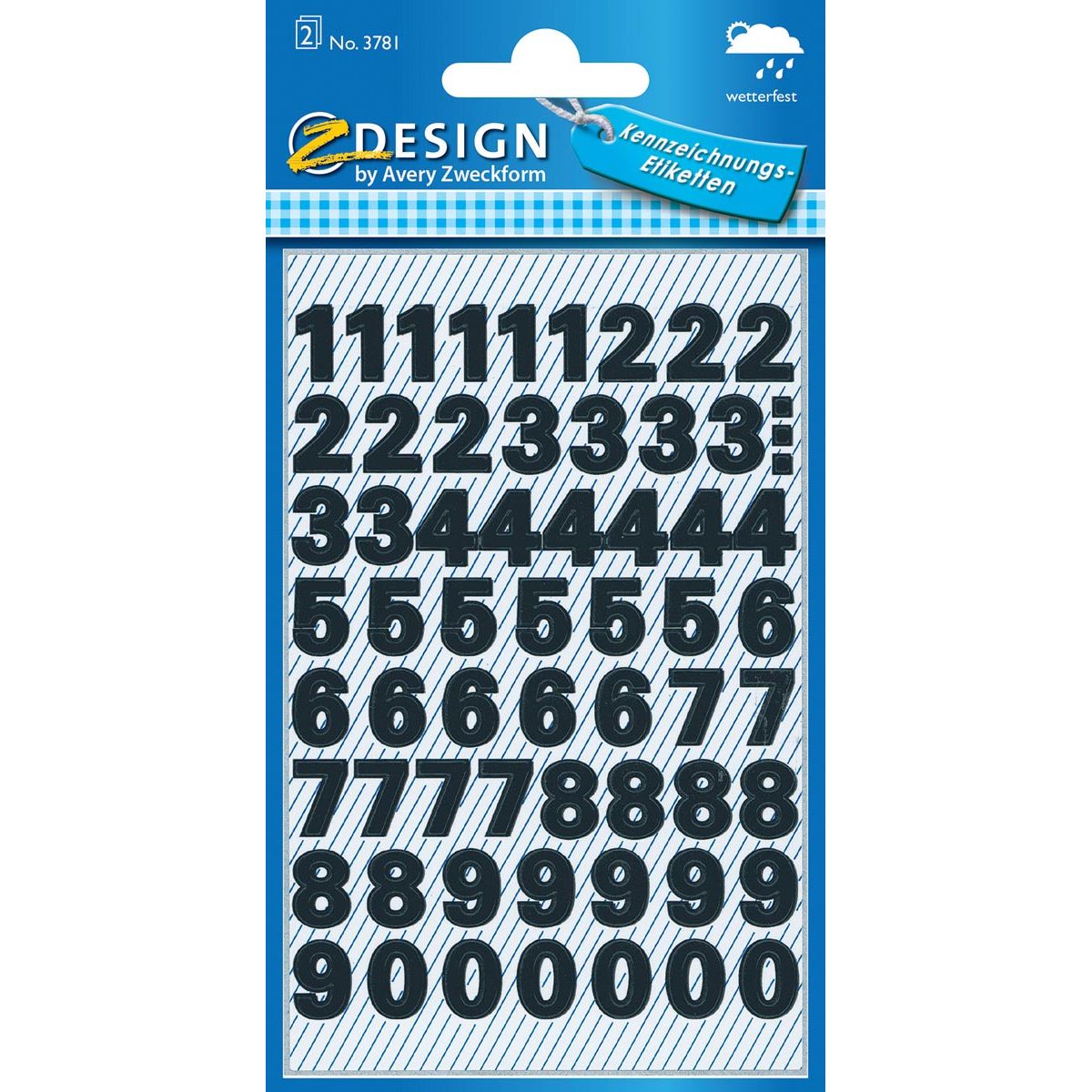Avery Zweckform - Labels numbers and letters 0-9, 2 sheets, black, water-resistant foil