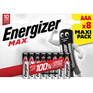 Energizer -  batterijen Max AAA/LR03/E92, blister van 8, MaxIPACK