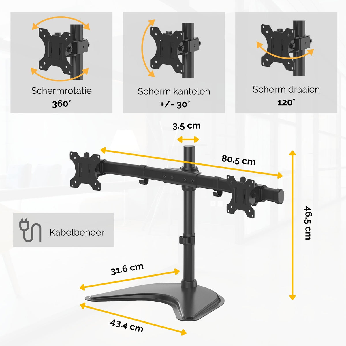 Fellowes - Brazo para monitor seasa independiente doble negro