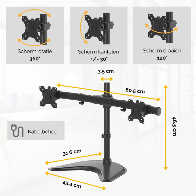 Fellowes - Monitor arm seasa freestanding double black