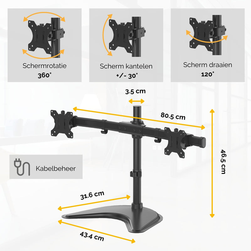 Fellowes - Brazo para monitor seasa independiente doble negro