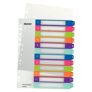 Leitz -  1244-00-00 Numerieke tabbladindex Polypropyleen (PP) Meerkleurig