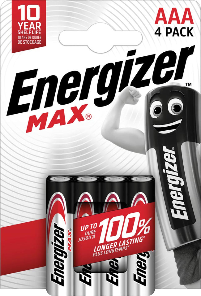 Energizer -  batterijen Max AAA-LR03-E92, blister van 4 stuks