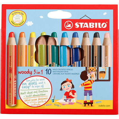 Stabilo -  woody 3 in 1, multitalent kleurpotlood, etui met 10 kleuren