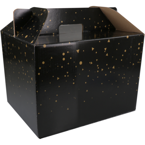 Klika - boîte de livraison de repas | Sparkling S | Cardboard de golf | 370x275x250mm | or noir 15 pièces