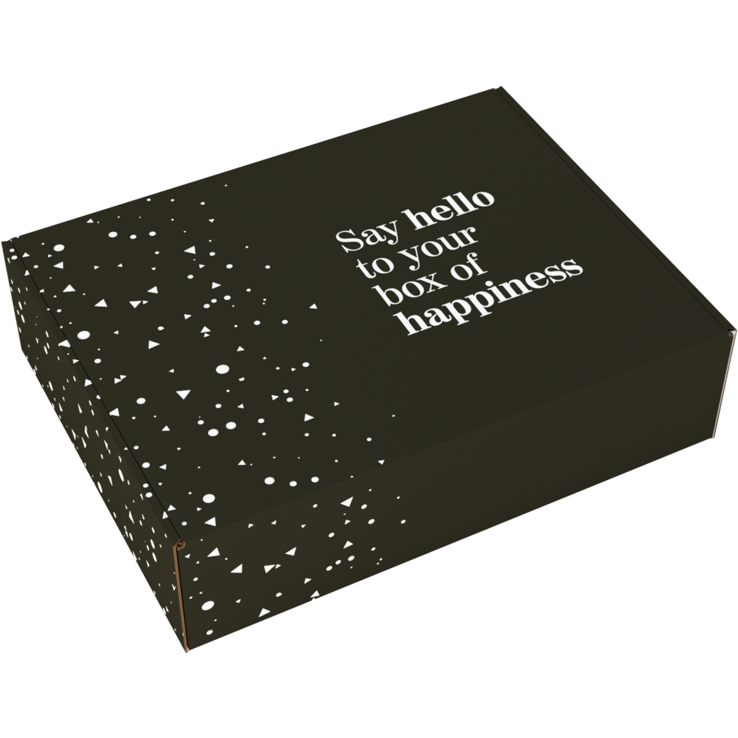 Klika -  Bezorgdoos | Hello Happiness | golfkarton | 460x360x120mm | zwart/wit | 15 stuks