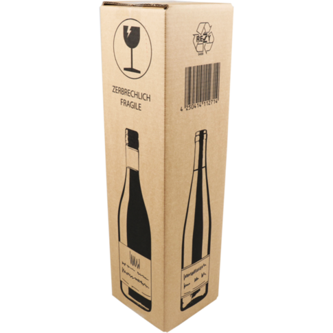 SendProof® - Wijnverzenddoos | golfkarton | 105x105x420mm | 1 fles | bruin/zwart | 20 stuks