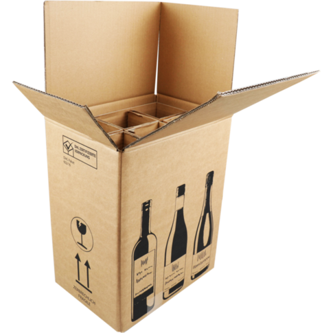 Sendproof® - Boîte d'expédition de vin | Cardboard de golf | 6 bouteilles | 305x212x368cm | marron noir 5 pièces