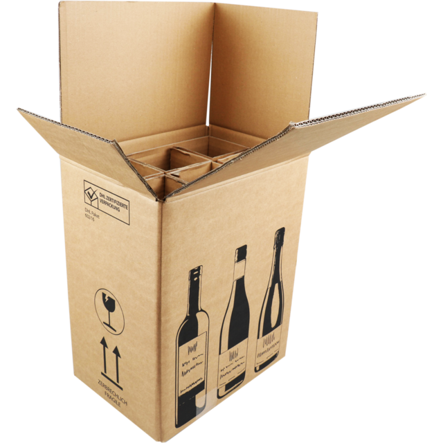 Sendproof® - Boîte d'expédition de vin | Cardboard de golf | 6 bouteilles | 305x212x368cm | marron noir 5 pièces