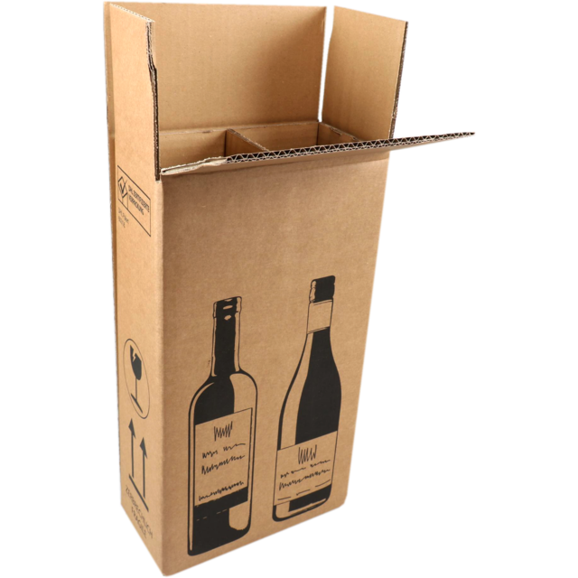 Sendproof® - Boîte d'expédition de bouteille de vin DD pour 2 bouteilles 204x108x368mm