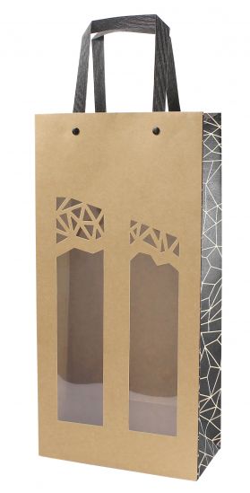 Timmers - Sachet bouteille de vin 2 bouteilles 190+95x385mm Authentique (10 pièces)