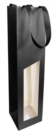 Timmers - Bolsa para botellas de vino 1 botella 9,5x9,5X38,5cm Seduction negro recubierto con ventana 10 piezas