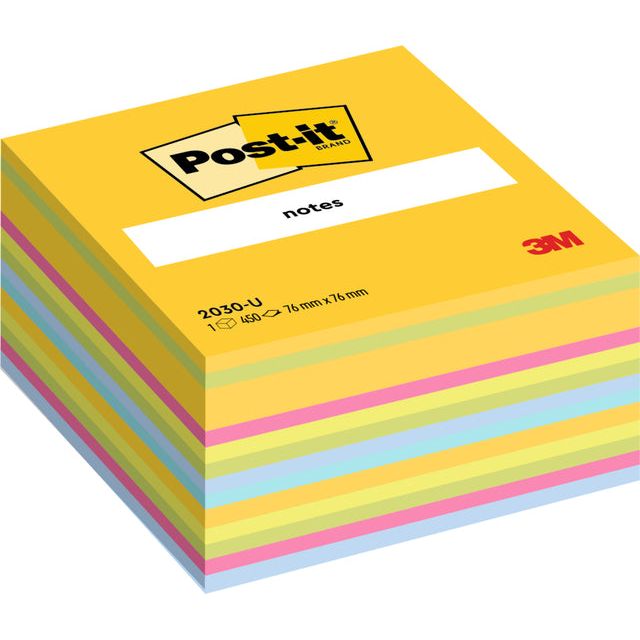 Post-it - Notes kubus, 450 vel, ft 76 x 76 mm, geassorteerde kleuren ultra