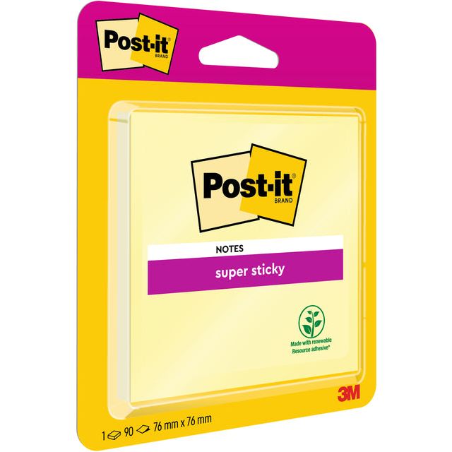 Post-it-memoklok 3m post-it 6920 super collante 76x76mm jaune | Ompoot un 12 blaster x 1 pièce