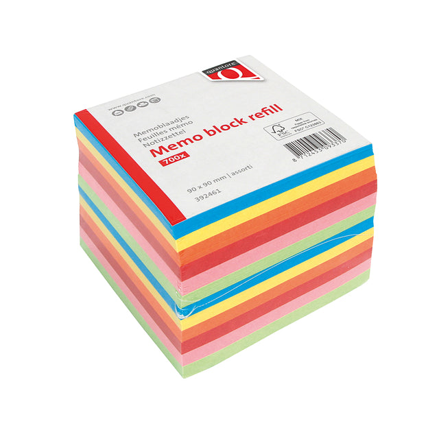 Quantore -  Memoblok 90x90mm 700vel losbladig assorti