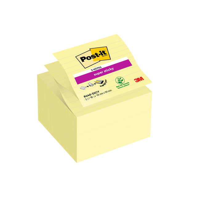 Post-it-memoklok 3m post-it z-note s440 super collante jaune | Prendre 5 pièces