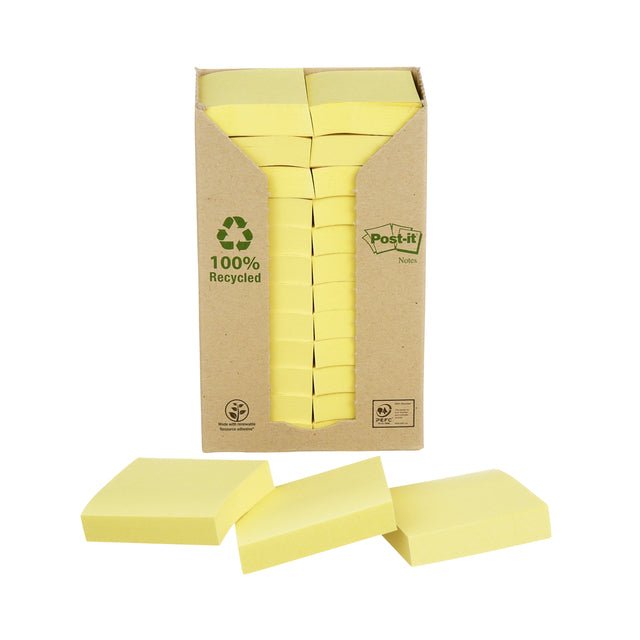 Post-it-Memolok 3M Post-it 653 38x51mm Recycle jaune | Prendre 24 morceaux