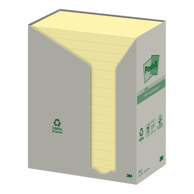 Post-it-MemoBlok 3M Post-It 655 76x127mm recyceln gelb | Ein 16 -Stück packen