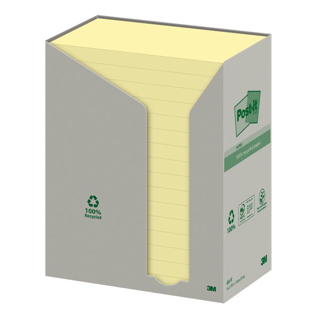 Post-it - Memo pad 655 76x127mm recycled yellow 16x100 sheets
