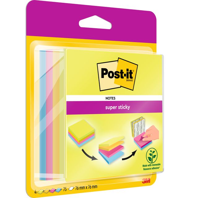 Post-it - Bloc mémo 2014 Super Sticky 76x76mm cube intelligent Rio 300 feuilles