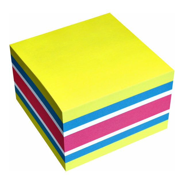 Notes d'informations - Notes d'informations Mémoblok Kubus 75x75mm 450 Vel Neon Ass | Pièce une feuille de 450 | 12 pièces