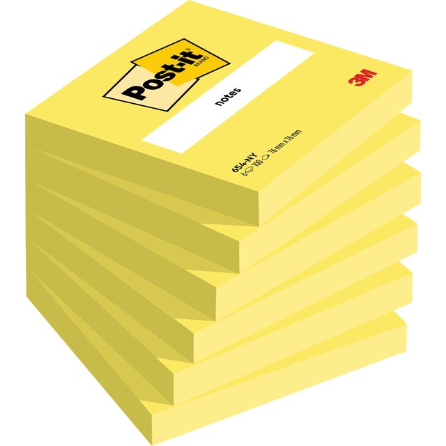 Post-it - Bloc mémo 654 76x76mm jaune fluo 100 feuilles