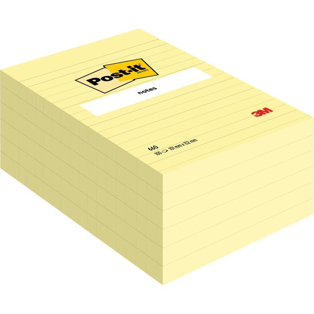 Post-it-MemoBlok 3M Post-It 660YEL 102x152mm Linie Gelb | 1 Stück | 6 Stück