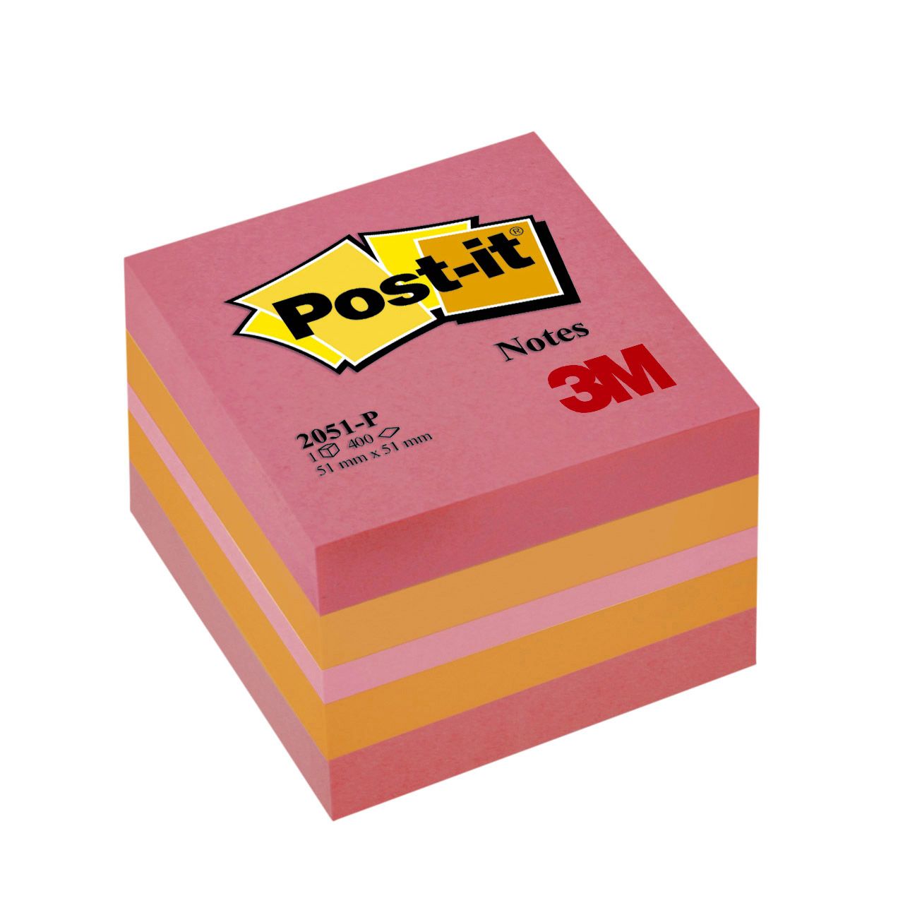 Post-it -  Memoblok  2051 51x51mm kubus roze